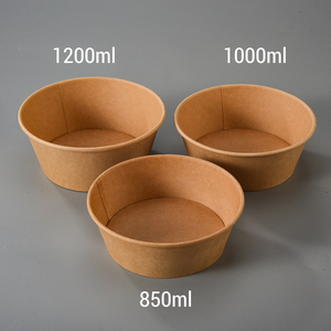Biodegradable Kraft And Take Away Bamboo Round Or Square Disposable Salad <strong>Bowls</strong> <strong>with</strong> Clear PET <strong>Lid</strong> - Product Image 4
