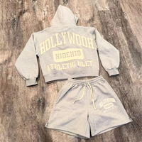Ensembles de survêtements unisexes personnalisés en coton, ensembles de jogging 2 pièces avec shorts, survêtements amples coupe-vent patchwork pour hommes, ensemble hoodie et short