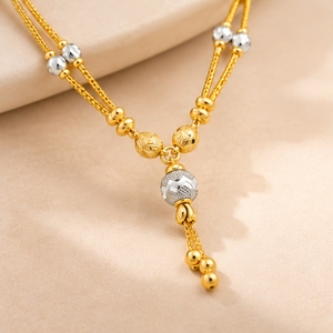 Collier long en or 22 carats Dokiyu en forme de Y avec pierre blanche, bijoux élégants de créateur pour femmes, style traditionnel indien pour mariage - Product Image 3