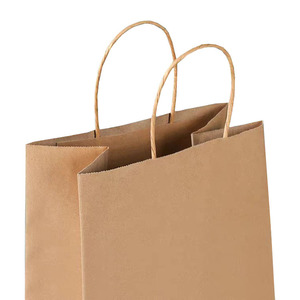 Túi giấy Kraft Nâu tùy chỉnh với dây thừng tròn xử lý thực phẩm mang đi, quần áo, giày dép siêu thị sử dụng túi giấy Quà Tặng - Product Image 5
