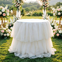 Jupe de table en maille pour mariage, fête, festival, table de desserts, nappe romantique en dentelle, accessoires de décoration