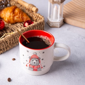 Christmas Ceramic OEM Porcelain 4pcs in <strong>Set</strong> <strong>Stacking</strong> Coffee Cup Custom <strong>Mug</strong> with Iron Stand - Product Image 3
