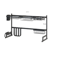Égouttoir à vaisselle multifonctionnel et durable en acier au carbone, à double niveau, pour évier de cuisine, boîte de rangement pour vaisselle