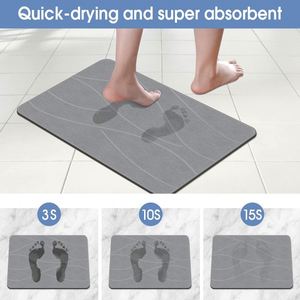 Alfombrilla de baño de tierra de diatomeas con nuevo diseño grabado KATADY, alfombrilla de baño antideslizante con piedra de diatomeas, alfombrillas de baño de piedra Natural - Product Image 3