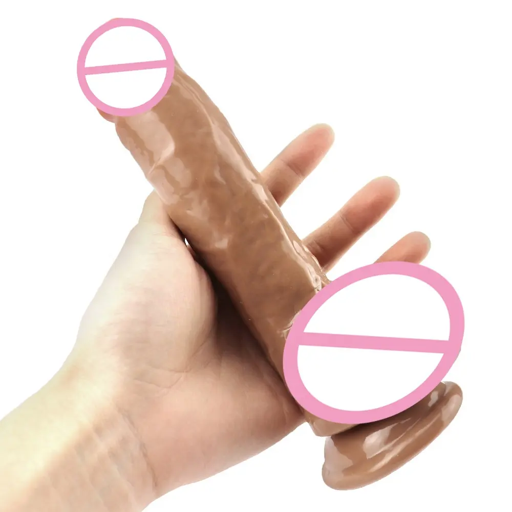 7.28in Juguetes Sexuales yumuşak yetişkin oyuncaklar doğal Dildos seks makinesi yapay Penis vantuz ile kadın için