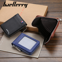 Baellerry dompet ramping untuk pria, dompet uang vertikal banyak slot kartu kulit PU buram