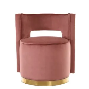现代角背旋转休闲椅豪华拉丝黄铜临时椅。