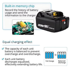 Suministro al por Mayor de Baterías Recargables de <span class=keywords><strong>18V</strong></span> para Herramientas Eléctricas, Líquido LiFePO4, 500 Ciclos, Totalmente Compatible con BL1860 BL1850 BL1840 - Product Image 4