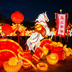 Lanterne en soie personnalisée sur le thème du Nouvel An chinois pour centre commercial en plein air - Product Image 4