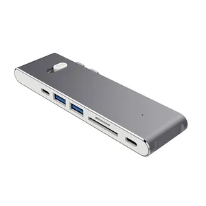 Thunderbolt3 Dual USB-C USB-C Para Fêmea Retrátil Conector Projeto Identificar Leia Cartão SD HDMI Docking Station Hub USB