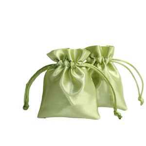Custom Satin Silk Drawstring Jewelry Gift Bags Delicate Wedding Favor <b>Packaging</b> for Christmas Gifts <b>Textile</b> <b>Packaging</b> - Product Image 2