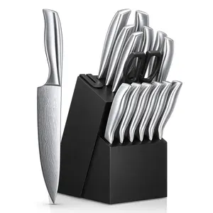 TOALLWIN factory supplier kitchen knives accessories stainless steel kitchen knife set with black wood block