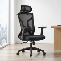 Chaise de bureau ergonomique pivotante en maille avec dossier haut et base en nylon, design moderne KMJ