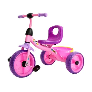 2022 modello di musica in plastica Cartoon Baby Walker semplice triciclo bicicletta con forcella in acciaio e sistema di freno a disco per adulti