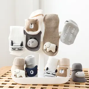 Весенне-осенние детские носки до середины икры с 3D героями мультфильмов, Нескользящие свободные носки для малышей, От 0 до 3 лет