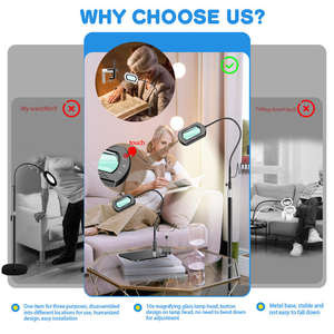 Lámpara de Escritorio con Luz LED, Lupa con Clip Negra, Lupa de Lectura Cómoda para el Hogar - Product Image 5