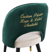 Chaise de salle à manger de luxe en velours avec dossier incurvé, style nordique, chaise de café rembourrée et confortable pour salon