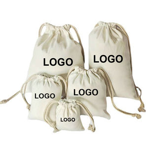モスリンコットンキャンバス生地リネンギフト包装ポーチオーガニックソフトコットンドローストリングバッグカスタムロゴ付き - Product Image 1