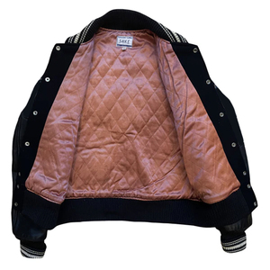 <span class=keywords><strong>Veste</strong></span> universitaire unisexe bleu et blanc en PU et laine vintage imperméable coupe-vent écologique respirante broderie personnalisée - Product Image 3