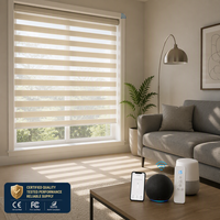 Tirai Zebra Poliester Daur Ulang Premium Bermotor dengan Alexa Cloud Dancer Putih untuk Dekorasi Kamar Tidur dan Ruang Belajar