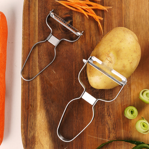 Pelapatate e Affettaverdure 2 in 1 in Acciaio Inox Impilabile, Utensile da Cucina per Frutta e Patate - Product Image 3