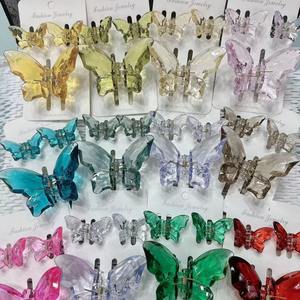 Vendita all'ingrosso di QianJin 3 pz/set iridescente farfalla capelli artiglio clip Set per le donne ragazze in plastica trasparente accessori per capelli - Product Image 2