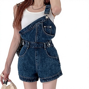 <span class=keywords><strong>Pantalones</strong></span> <span class=keywords><strong>Cortos</strong></span> Vaqueros Vintage de Un Solo Hombro para <span class=keywords><strong>Mujer</strong></span>, Mono Vaquero de Diseñador Sexy Asimétrico de Pierna Ancha Estilo Y2K para Verano - Product Image 1