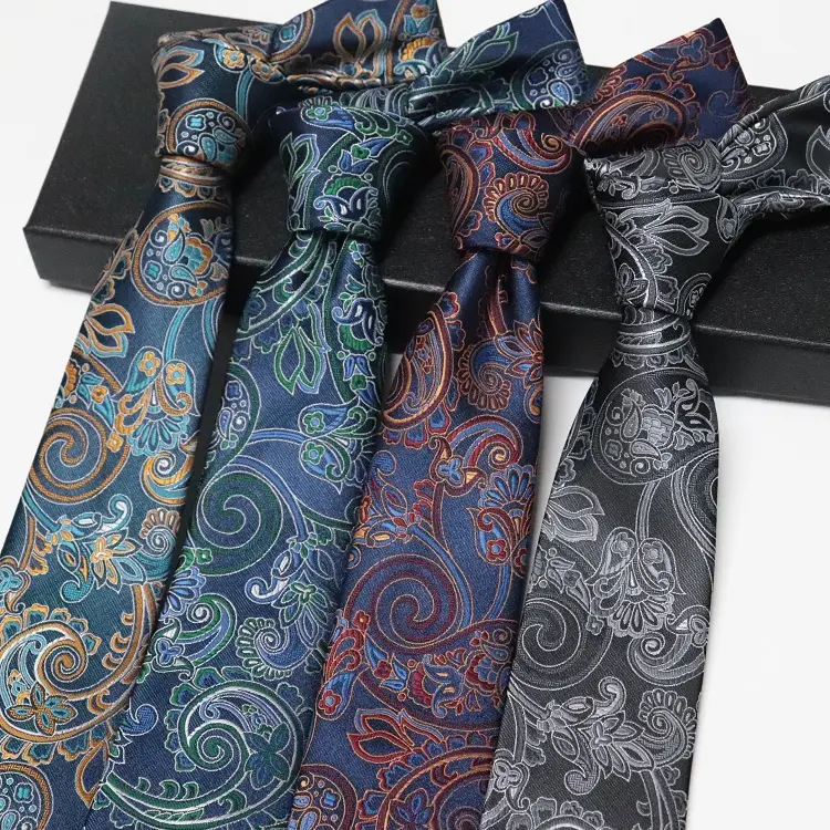 Gravata personalizada fabricante 2024 gravata de seda estampada moda masculina tecido jacquard para elegância retrô
