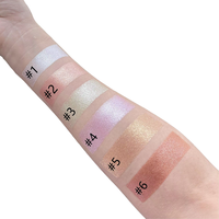 Palette de poudre pressée vegan pour le maquillage, étiquette privée, vente en gros, logo personnalisé, 6 couleurs, emballage rose, surligneur