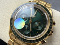 Montre mécanique automatique pour homme de luxe haut de gamme avec boîtier en or rose, bracelet et cadran vert foncé, réserve de marche, haute qualité