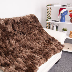 Manta de lujo de doble cara de piel de conejo de imitación, suave, con cojín para sofá, gran calidad, disponible - Product Image 3