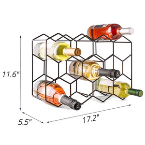 Casier à vin en métal à 3 niveaux personnalisé armoire de support de porte-14 bouteilles avec la finition d'or noir pour l'affichage de garde-manger - Product Image 2