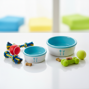Eco-Friendly Durable Custom Printed Small Rounded Ceramic <strong>Dog</strong> Bowl <strong>Feeder</strong> with Cut Style <strong>Raised</strong> for Home Use Custom Color - Product Image 1