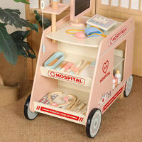 Nouveau en bois médecin infirmière clinique médicale éducatif amusant chariot jouets pour enfants rôle semblant jouer chariot médical