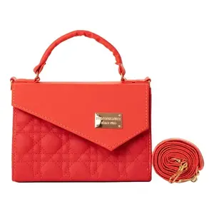 Bolso Bandolera Fana Rojo de Cuero Genuino con Correa Única, Diseño Geométrico a Rayas, Estilo Vintage para Uso Diario - Product Image 3