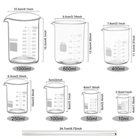Tasses à mesurer graduées en verre borosilicate 3.3 de 600 ml avec bec verseur pour liquides de cuisine et de laboratoire
