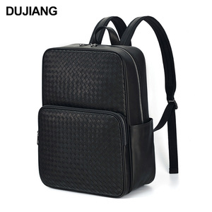 Dujiang Men's And Women's <b>Backpack</b> 20L Woven Design Large Capacity Business Travel Soft Handle <b>Black</b> - Product Image 4