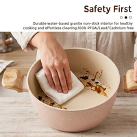 Ensemble de casseroles en aluminium antiadhésif de qualité supérieure, 8 pièces, en granit crème, léger, durable, écologique, avec poignée en plastique anti-brûlure