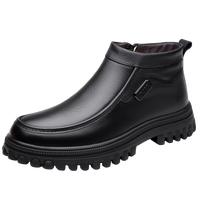 Bottes tendance pour hommes en cuir véritable, style britannique, bottes de travail montantes, doublure polaire en coton, chaussures d'hiver, mocassins à la mode