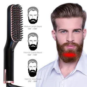 LED-Bildschirm 3-in-1 multifunktionale Haar-Bartbürste Kamm Frisörtrockner Glätter für Herren Styler Haarpflege