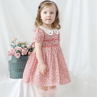 Robe smockée pour bébé fille, vêtements de boutique pour enfants, broderie florale, été, fleurs