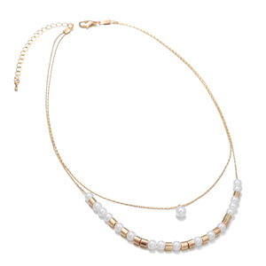 Offre Spéciale mode perle Morse <span class=keywords><strong>Code</strong></span> collier pour femmes Double chaîne Couple collier clavicule chaîne pour femmes - Product Image 1