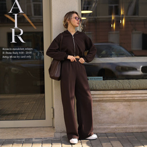 Conjunto de Sudadera con Capucha y Pantalones Grises para Mujer, Estilo Casual, Holgado, de Color Sólido, Tejido de Algodón - Product Image 2