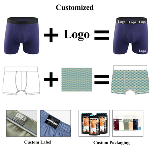 Caleçon taille moyenne respirant confortable pour hommes sous-vêtement de sport à haute élasticité avec tissu tricoté à logo personnalisable - Product Image 2