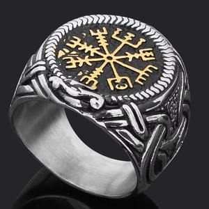 Anillo Vikingo Vintage con Martillo de Thor, Colgante con Cabeza de Lobo Nórdico, Accesorio Religioso para Hombre, Aleación de Zinc Negro Plateado - Product Image 3
