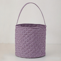 Cesta de Decoração de Halloween Personalizada com Renda Gingham para Crianças, Atacado