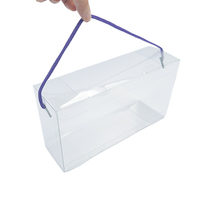Boîte à vin transparente en PVC recyclé avec poignée en corde, boîte à cadeaux en PET pliée, pour emballage de mariage transparent