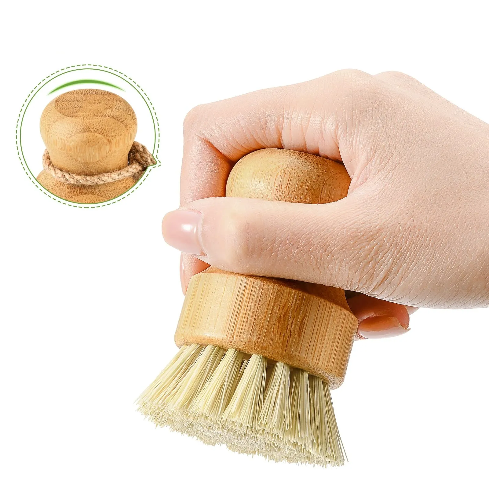 Brosse à vaisselle en bambou naturel brosse à Pot pour évier de cuisine brosse de nettoyage pour légumes