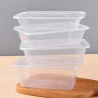 Boîte de rangement alimentaire jetable rectangulaire en PP, compatible micro-ondes, pour plats à emporter