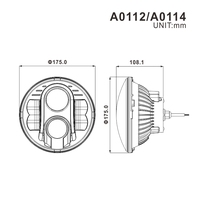 L'argent/noir 7 pouces rond a mené le phare 12V 24V rond 80W salut/faisceau de Lo a mené le phare pour Je/ep